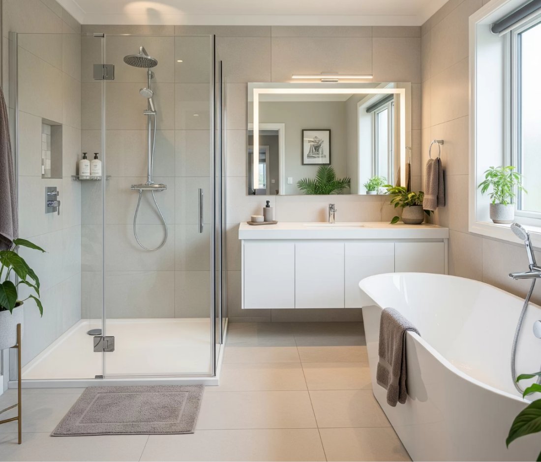 Luxury bathroom renovation in Naperville, IL by AMG Proline