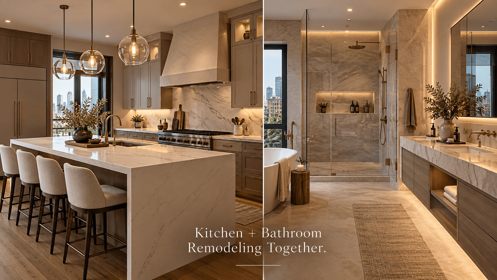 Remodeling kitchen and bathroom at the same time with a luxury Chicago kitchen and spa-style bathroom renovation