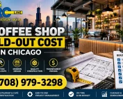 AMG Pro Line coffee shop build-out in Chicago featuring a modern café interior, construction plans, and custom commercial design.