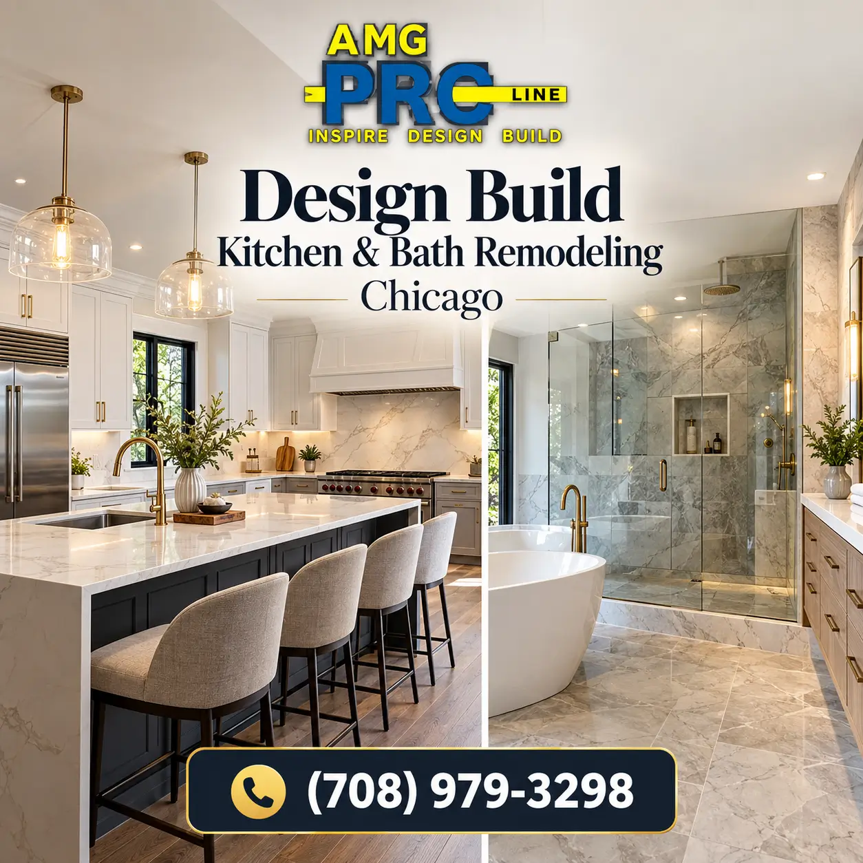 Design build kitchen and bath remodeling Chicago by AMG PROLINE