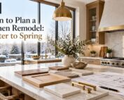When to plan a kitchen remodel using winter cabinet samples, countertop materials and kitchen design drawings